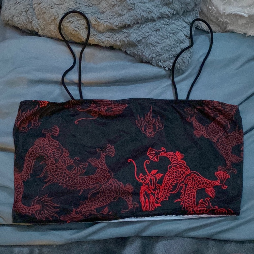 Red dragon cropped tank top